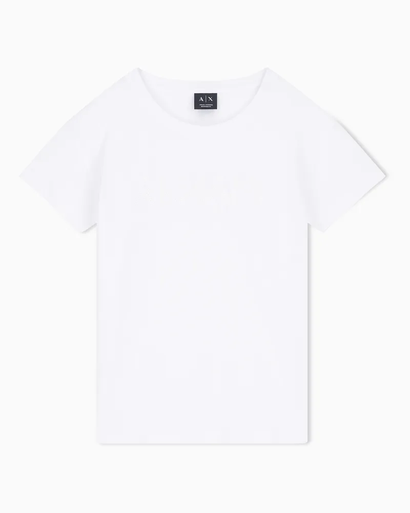 Armani Exchange Oversize T-Shirt aus Baumwolljersey Weiß