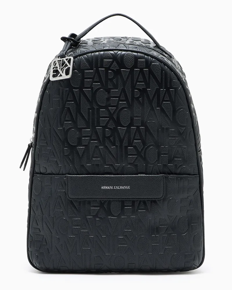 Armani Exchange Rucksack mit Allover-Logo Schwarz