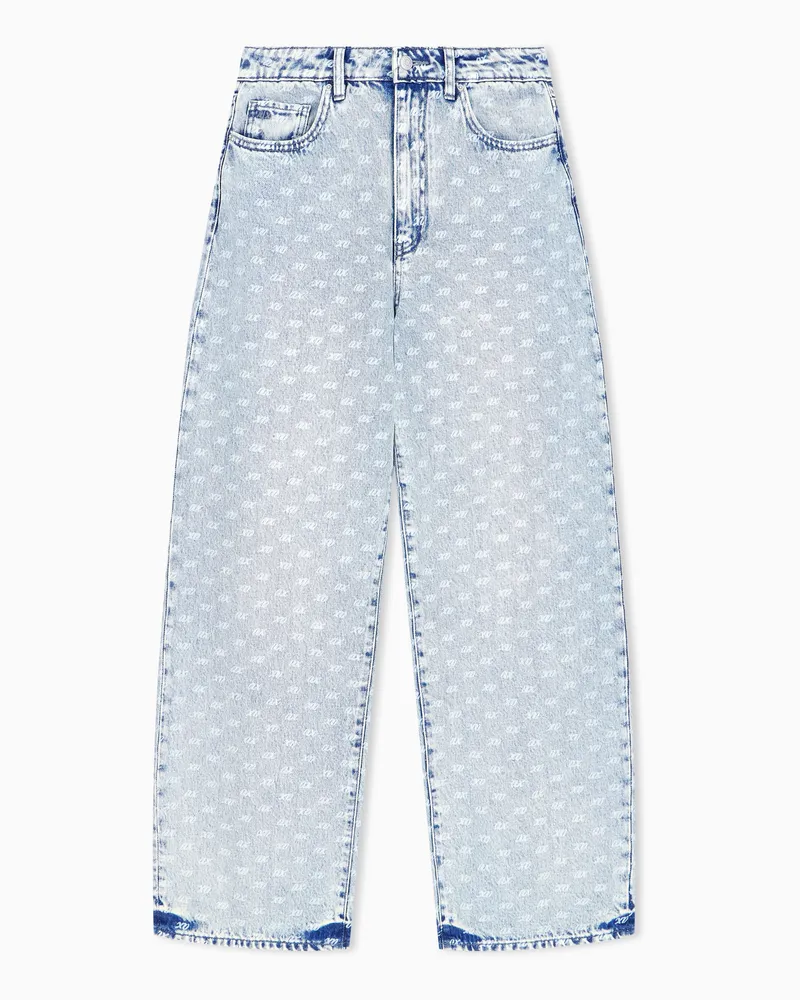 Armani Exchange Weite 5-Pocket-Jeans aus Denim mit einem Allover-Print Blau