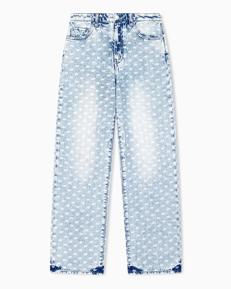 Armani Exchange Weite 5-Pocket-Jeans aus Denim mit einem Allover-Print Blau