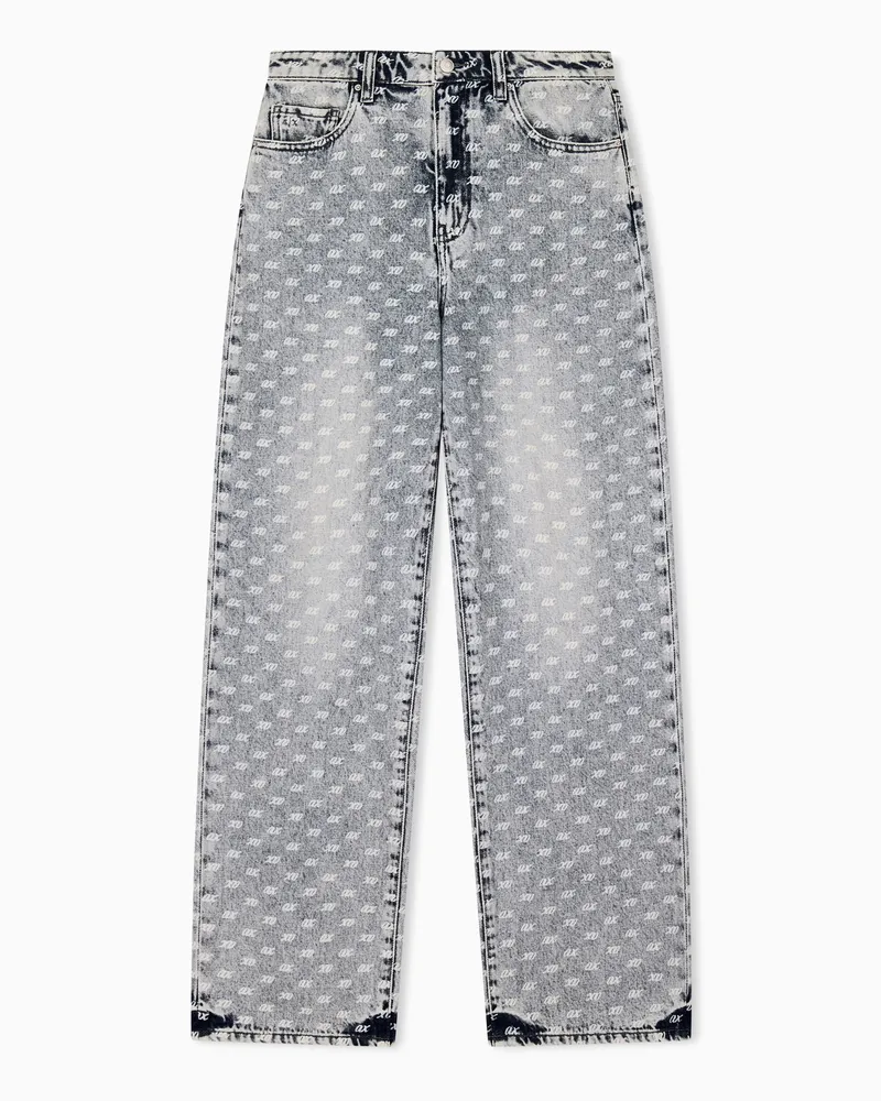 Armani Exchange Weite 5-Pocket-Jeans aus Denim mit einem Allover-Print Blau