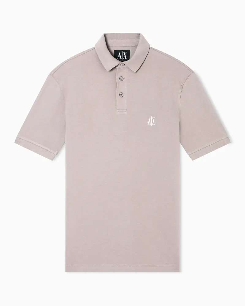 Armani Exchange Kurzärmeliges Poloshirt aus Baumwollpiqué Beige
