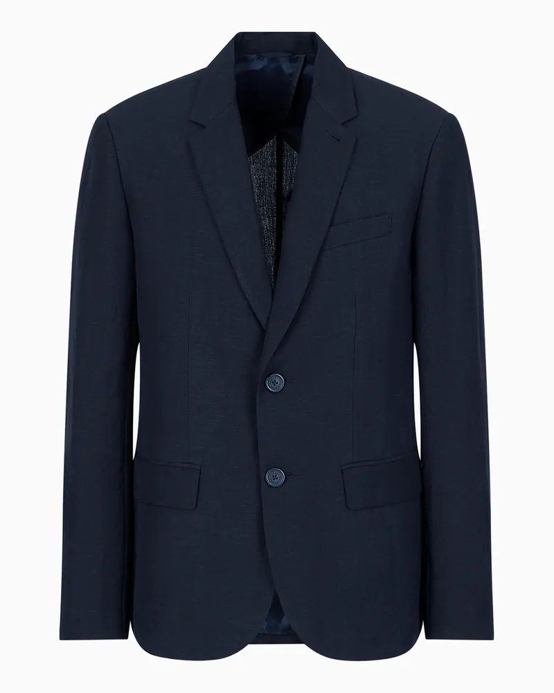 Armani Exchange Einreihige Jacke mit zwei Knöpfen Blau