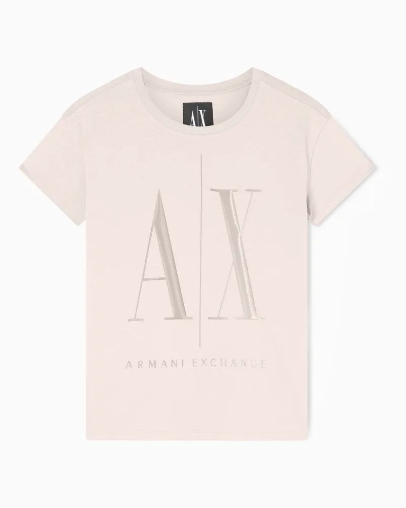 Armani Exchange Lässiges T-Shirt aus Baumwolljersey Beige