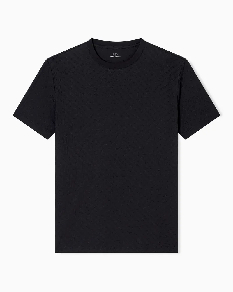 Armani Exchange T-Shirt mit normaler Passform aus Jacquardstoff Schwarz