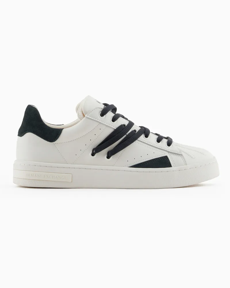 Armani Exchange Sneakers aus Ökoleder mit kontrastierenden Schnürsenkeln Grün
