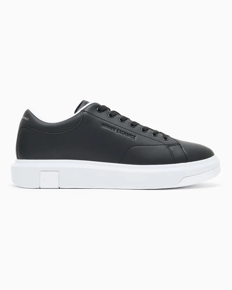 Armani Exchange Leder-Sneakers Schwarz