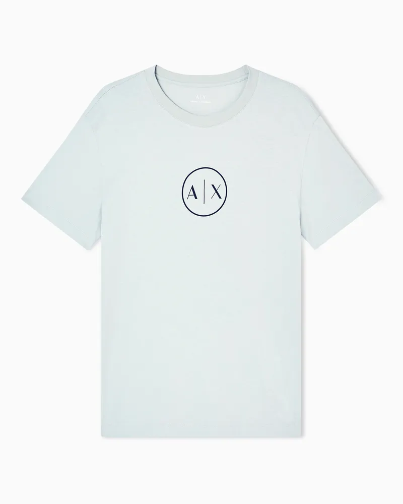 Armani Exchange T-Shirt mit normaler Passform und rundem Logo Grün