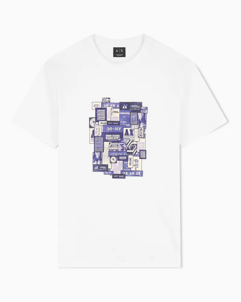 Armani Exchange T-Shirt regularer Schnitt aus Baumwolljersey mit Grafikdruck Weiß