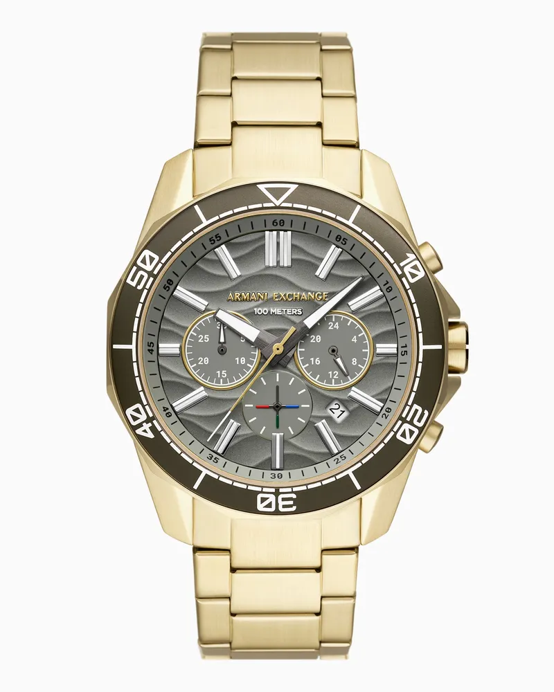 Armani Exchange Zweifarbiger Chronograph aus goldfarbenem Edelstahl Mehrfarbig