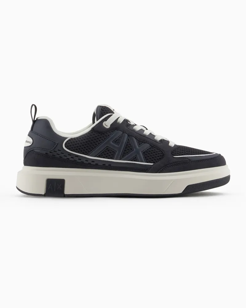 Armani Exchange Mesh-Sneaker mit Logo an der Seite Marineblau
