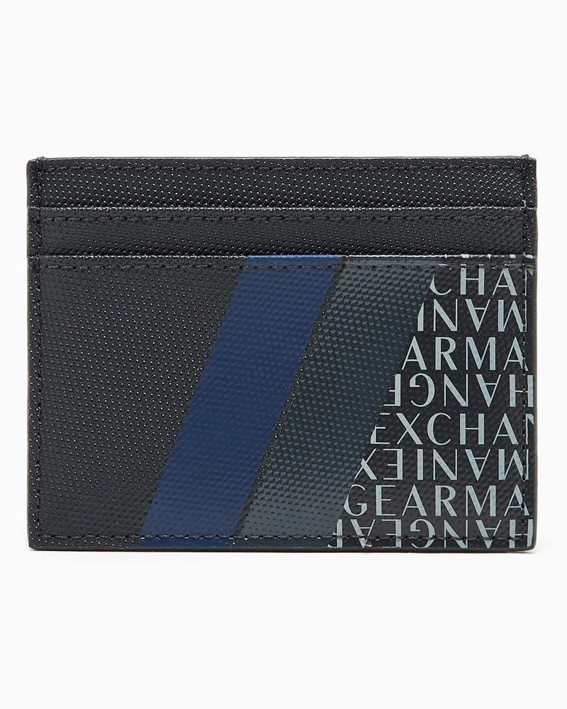 Armani Exchange Kartenetui mit Monogramm und Streifen Blau