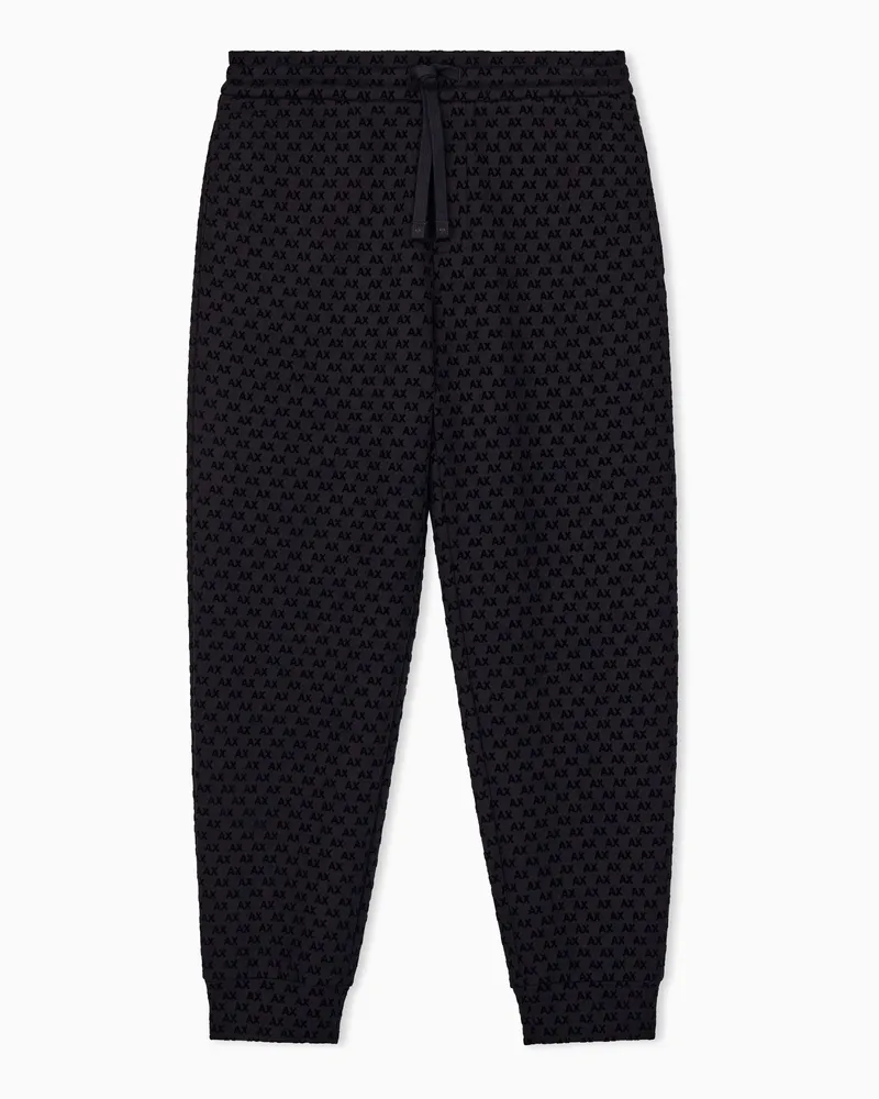 Armani Exchange Regular Fit Jogginghose aus Baumwolljersey mit Logo-Muster Schwarz