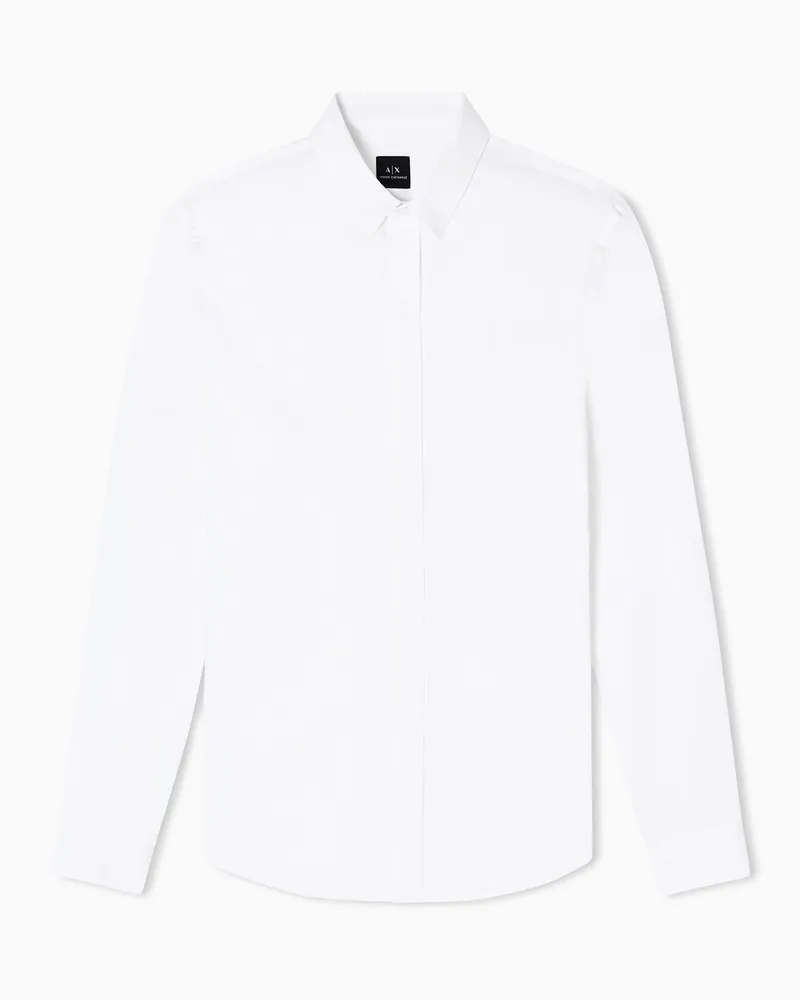 Armani Exchange Slim-Fit-Hemd aus Stretch-Satin Weiß