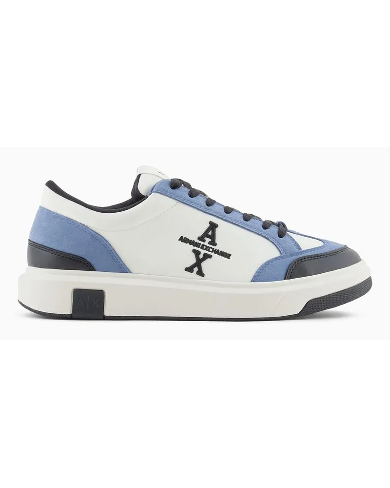 Armani Exchange Sneakers mit Kontrastierenden Details und Seitlichem Logo Azurblau