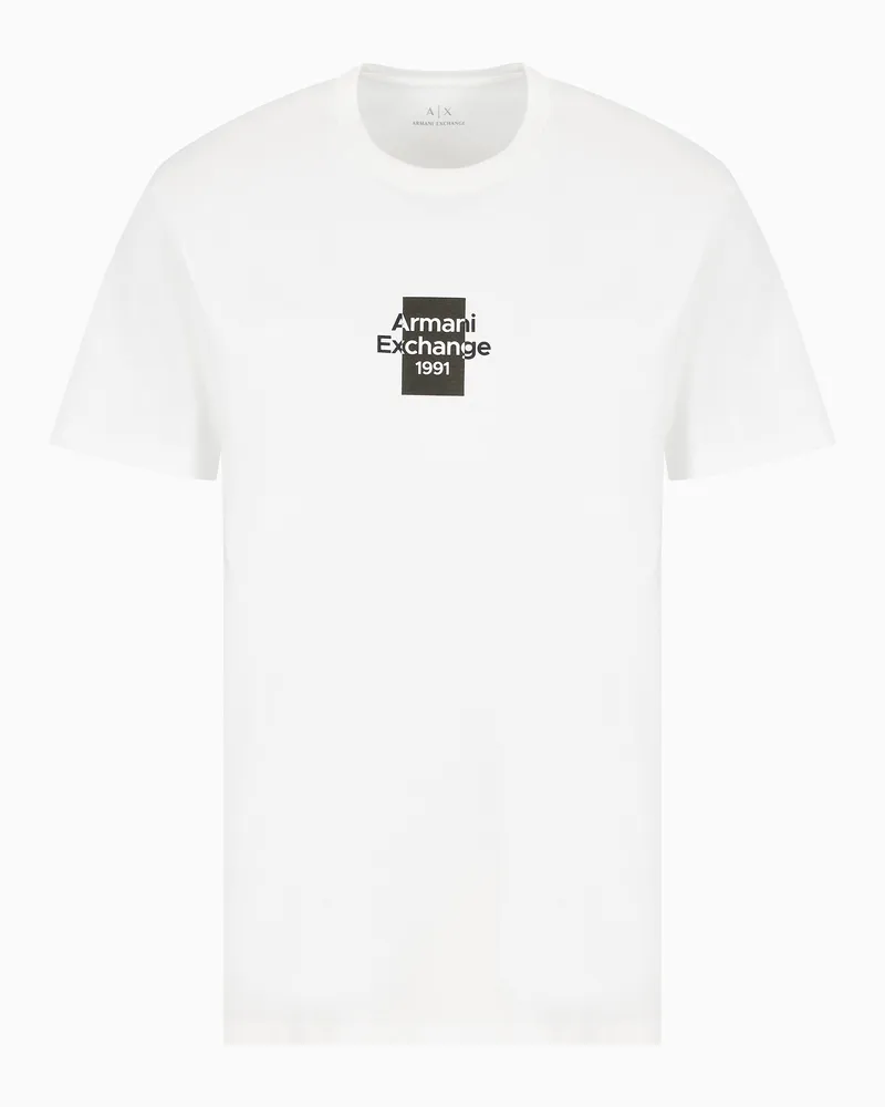 Armani Exchange Baumwoll-T-Shirt mit normaler Passform und Logo Weiß