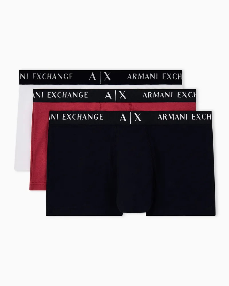 Armani Exchange 3er-Pack Trunks Essential regularer Schnitt Stretch Baumwolle Rot