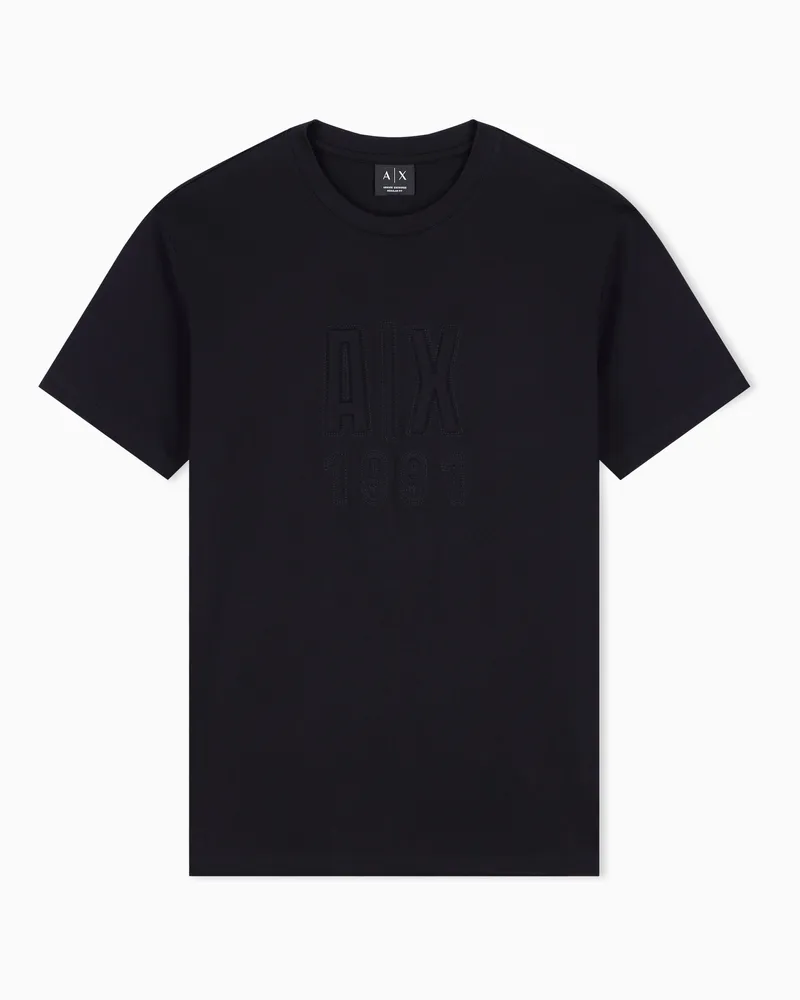 Armani Exchange T-Shirt Regular Fit aus Baumwolljersey Schwarz
