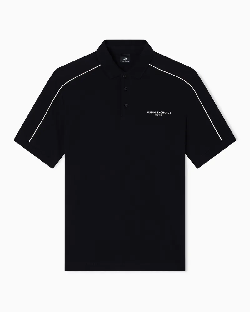 Armani Exchange Piqué-Poloshirt mit kontrastierender Paspelierung Schwarz