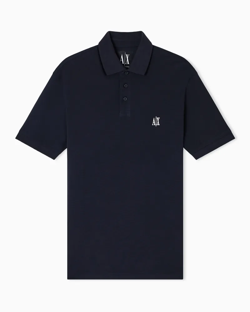 Armani Exchange Regular fit cotton polo with logo Marineblau