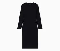 Figurbetontes Midikleid aus geripptem Jersey mit Logo