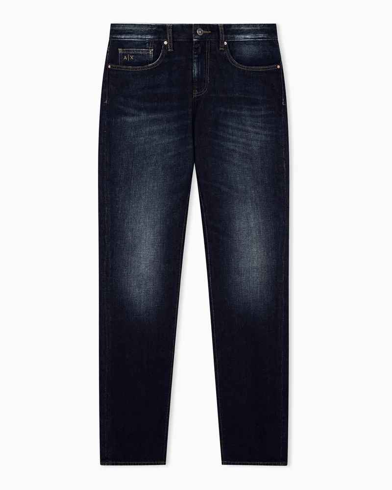 Armani Exchange Slim Fit 5-Pocket-Jeans aus Stretch-Denim im Washed-Look Blau