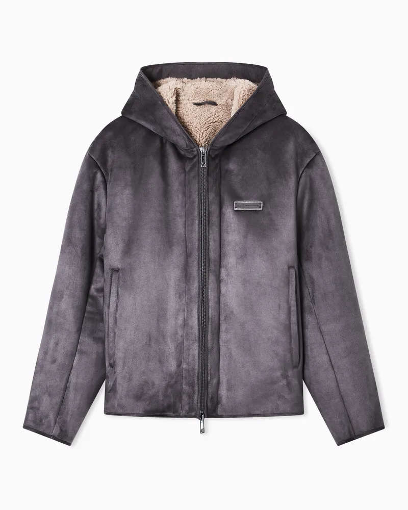 Armani Exchange Kapuzenjacke aus Öko-Wildleder Grau