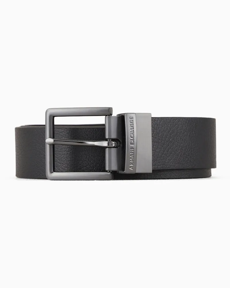 Armani Exchange Ledergürtel mit rechteckiger Schnalle Schwarz