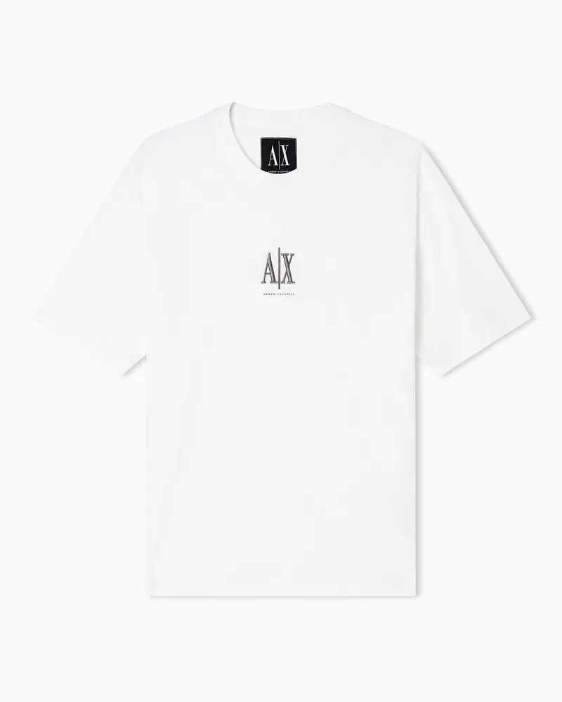 Armani Exchange Regular fit T-shirt with embroidered logo Weiß