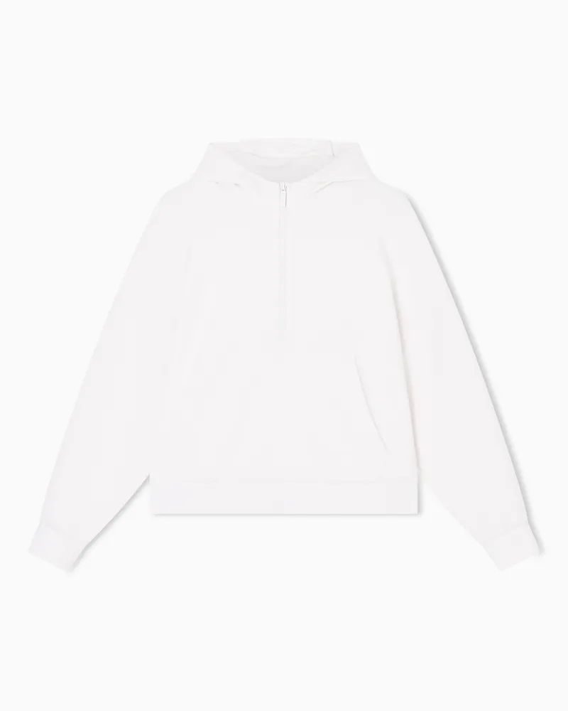 Armani Exchange Kapuzenpullover mit halbem Reißverschluss Weiß
