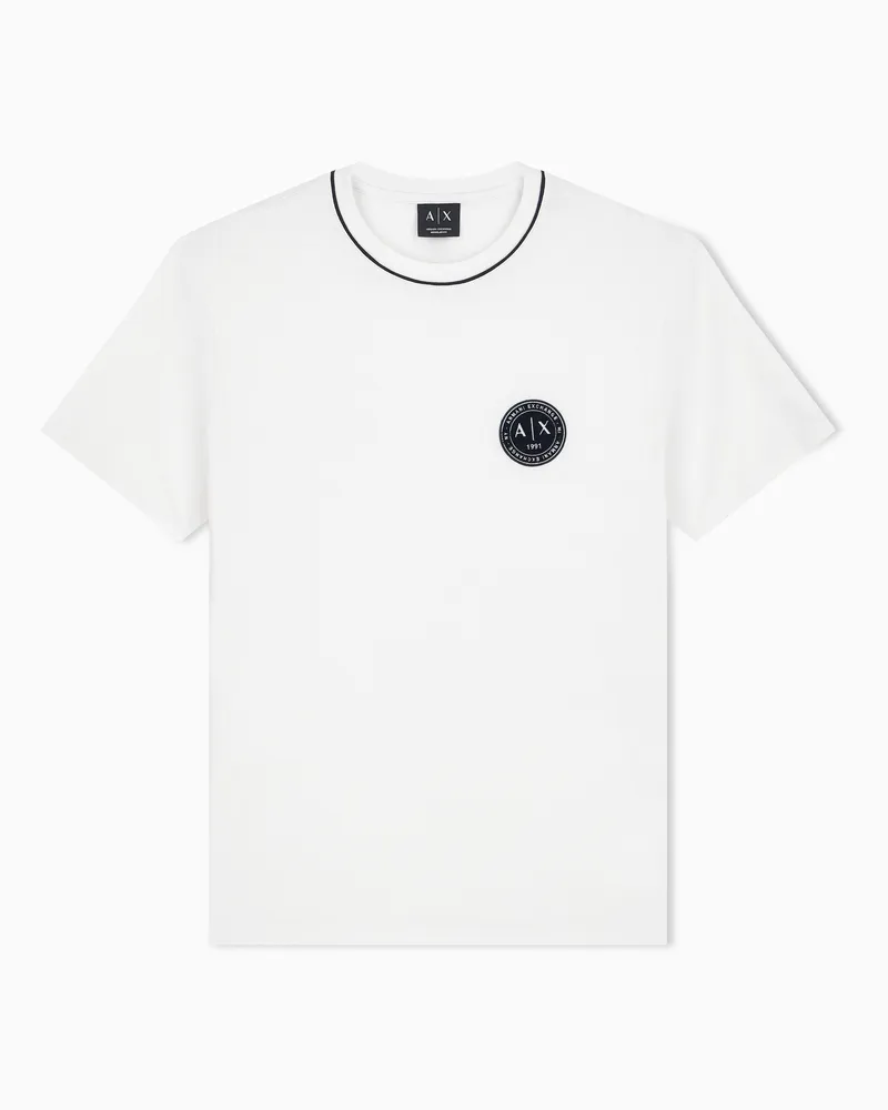 Armani Exchange Regular Fit T-Shirt aus Baumwolljersey mit kleinem Logo Weiß
