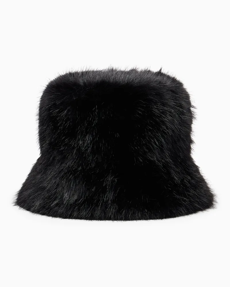 Armani Exchange Wende-Fischerhut Up For Party Kunstfell leichtes Nylon Schwarz