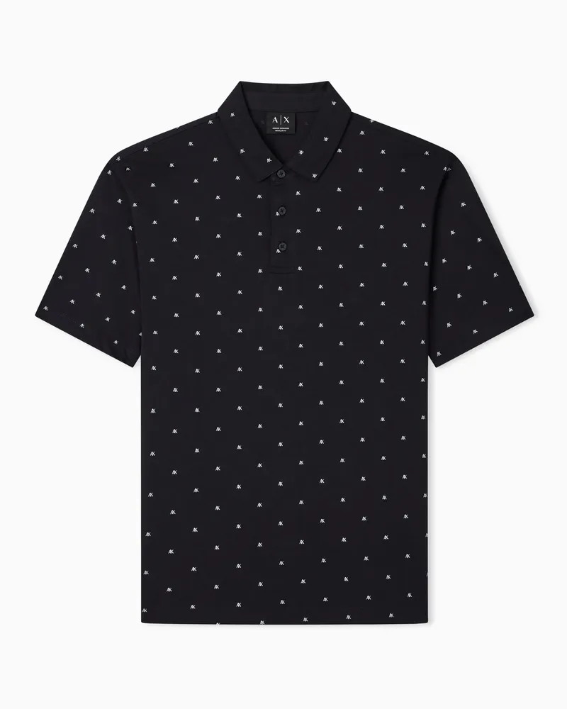 Armani Exchange Poloshirt im Regular Fit mit Schriftzugmuster Marineblau