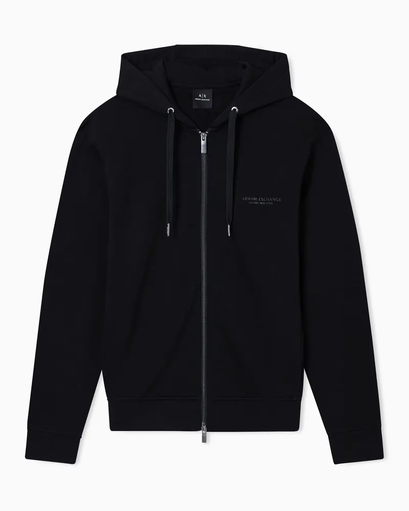 Armani Exchange Basic-Hoodie mit Reißverschluss Schwarz