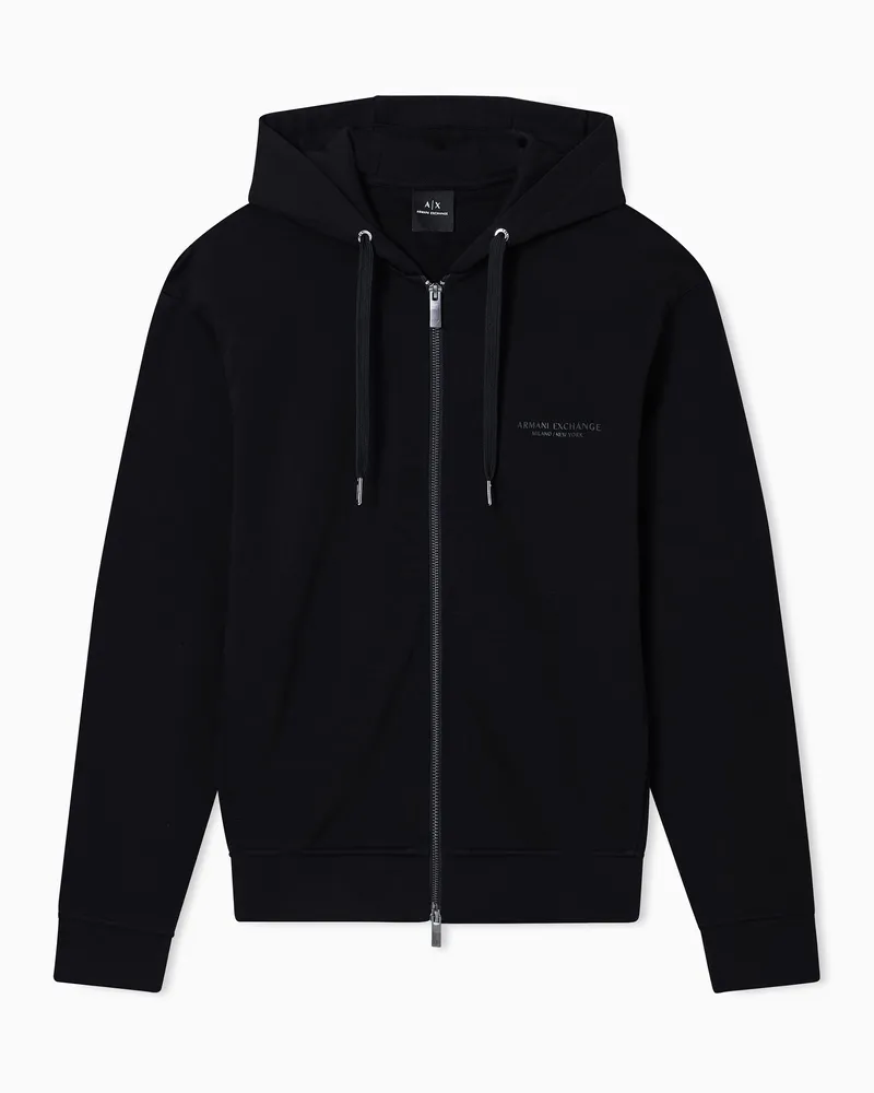Armani Exchange Basic-Hoodie mit Reißverschluss Schwarz