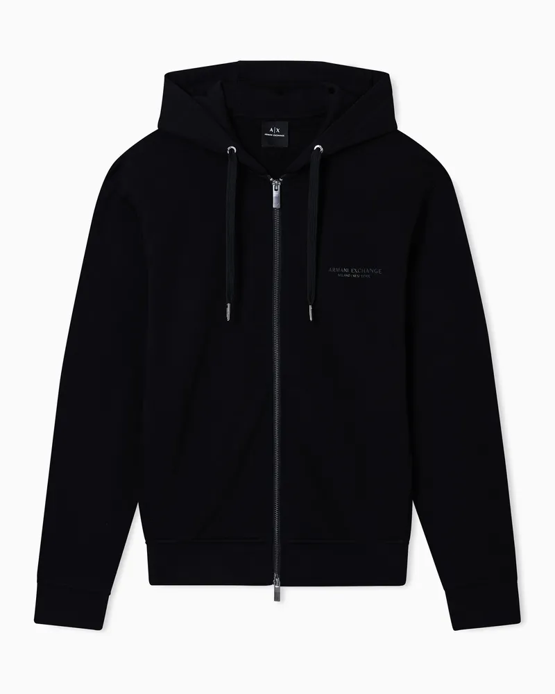 Armani Exchange Basic-Hoodie mit Reißverschluss Schwarz