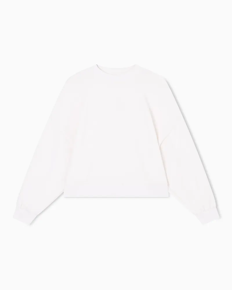 Armani Exchange Kurzes Sweatshirt mit Rundhalsausschnitt Weiß