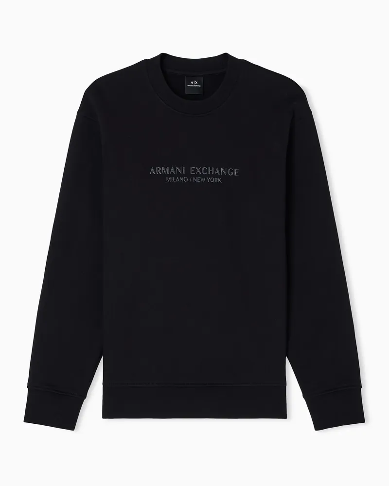 Armani Exchange Sweatshirt mit Rundhalsausschnitt und farblich abgestimmtem Logo Schwarz