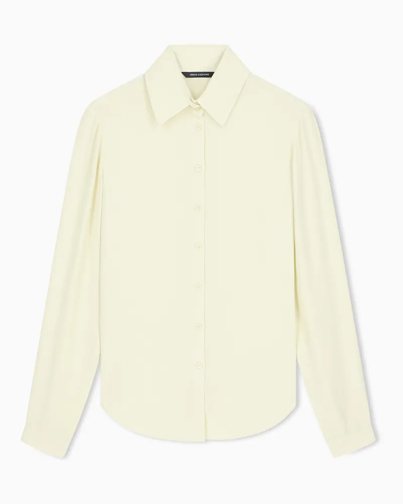 Armani Exchange Bluse aus Viskosekrepp im Slim-Fit mit Knopfleiste Beige
