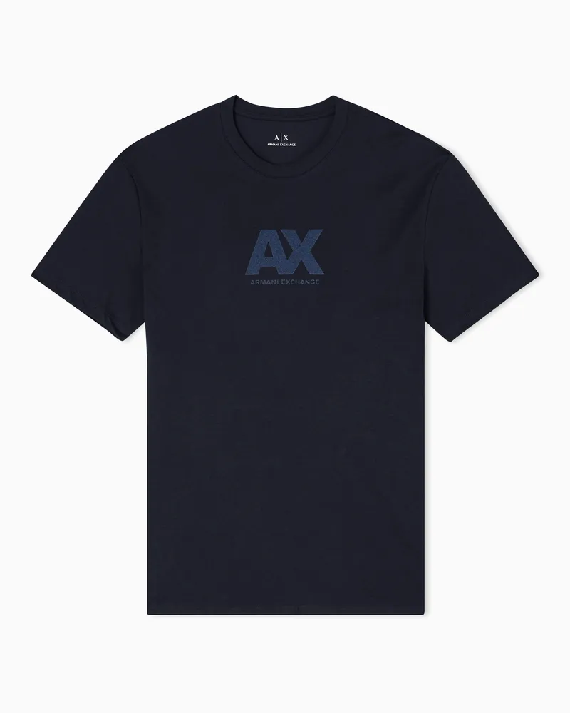 Armani Exchange T-Shirt mit normaler Passform und Logo Schwarz
