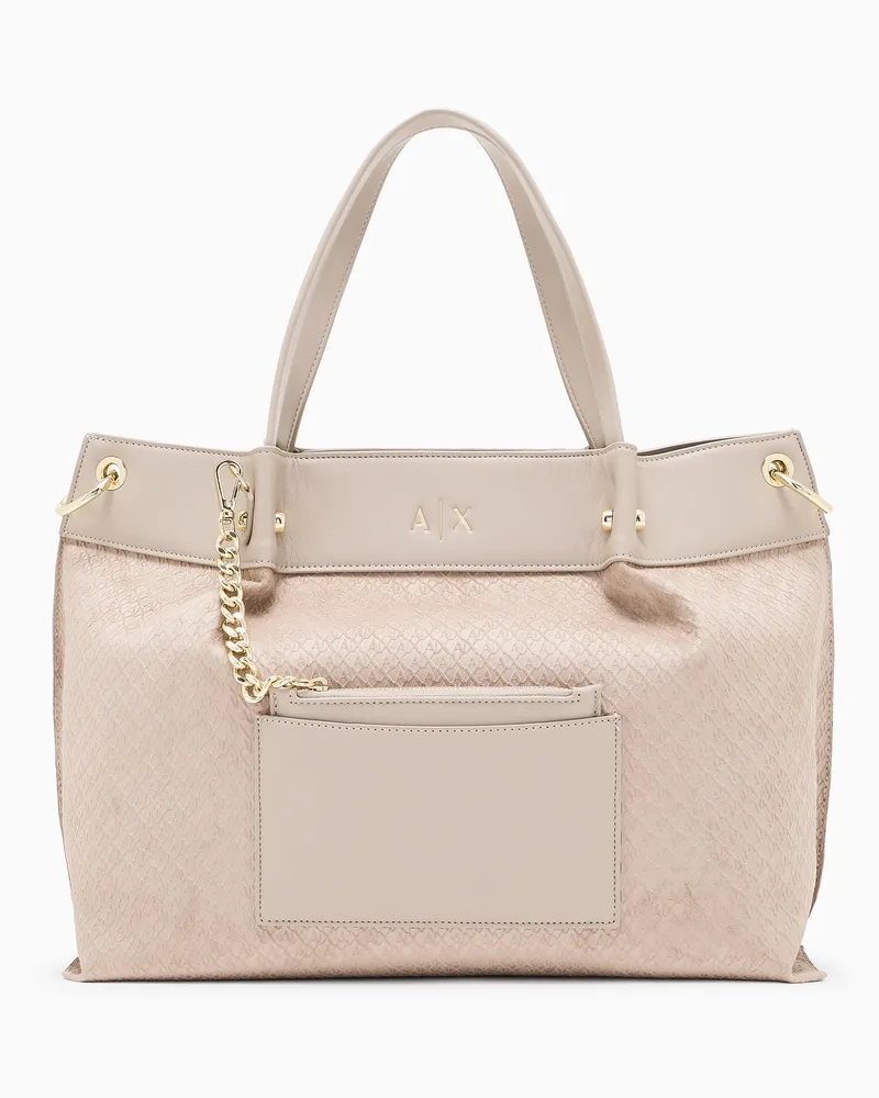 Armani Exchange Stoffladen mit Allover-Logo Beige