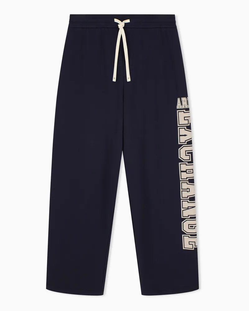 Armani Exchange Oversize Jerseyhose aus Baumwoll-French-Terry mit Elastan Marineblau