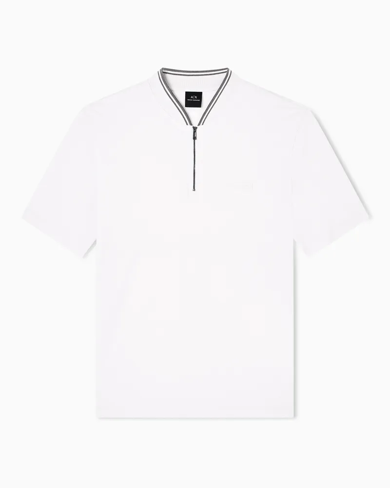 Armani Exchange Piqué-Poloshirt mit Reißverschluss Weiß