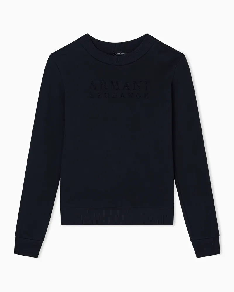 Armani Exchange TONE ON TONE LOGO LETTERING CREWNECK SWEATSHIRT Schwarz