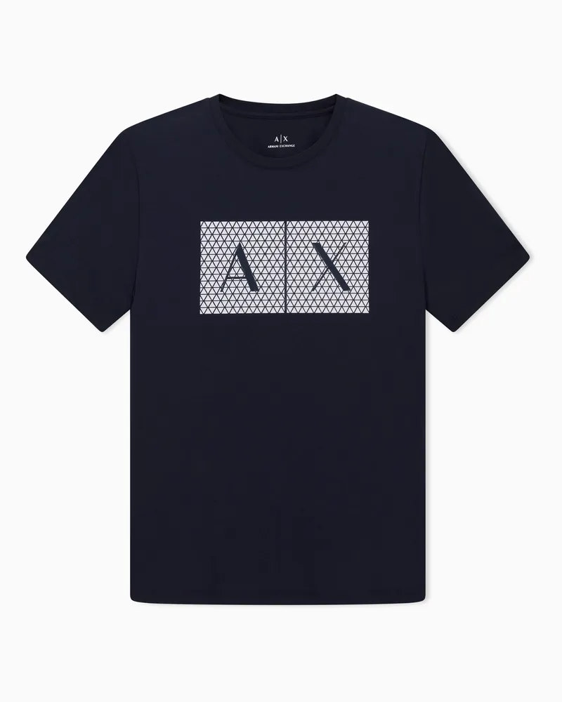 Armani Exchange Schmal geschnittenes Jersey-T-Shirt mit Logo Marineblau