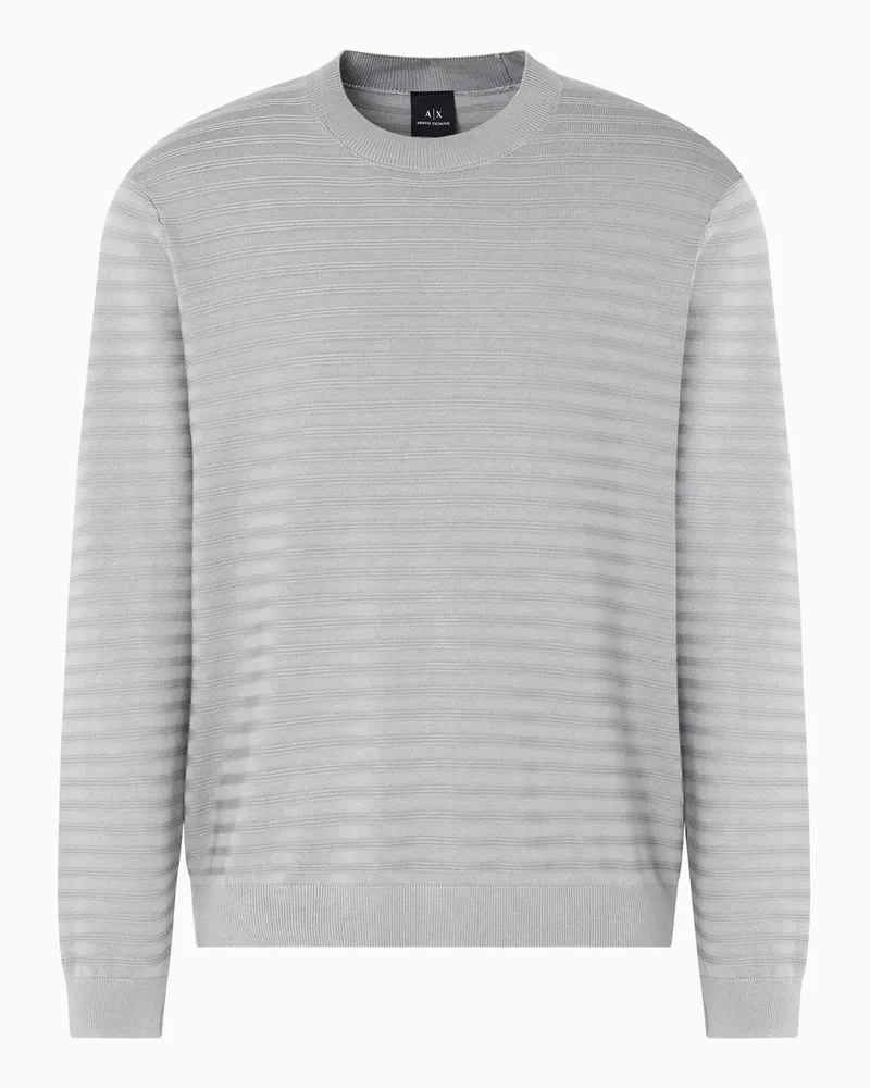 Armani Exchange Gestreifter Pullover aus Viskosemischung Grau