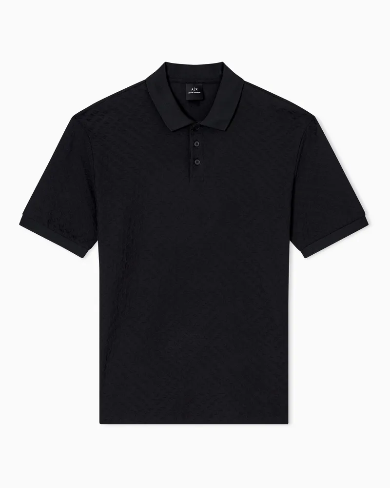 Armani Exchange Poloshirt im Regular Fit mit Allover-Logo Schwarz