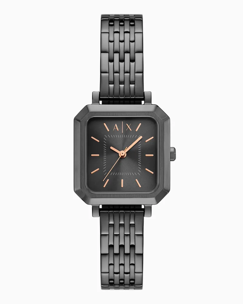 Armani Exchange Automatikuhr mit drei Zeigern, gefertigt aus rostfreiem Edelstahl in Anthrazit Mehrfarbig
