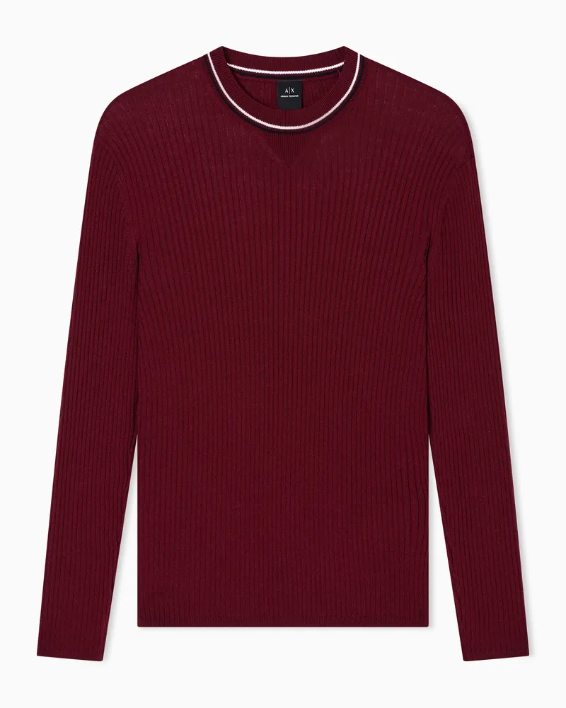 Armani Exchange Rundhalspullover mit kontrastierendem Profil Rot