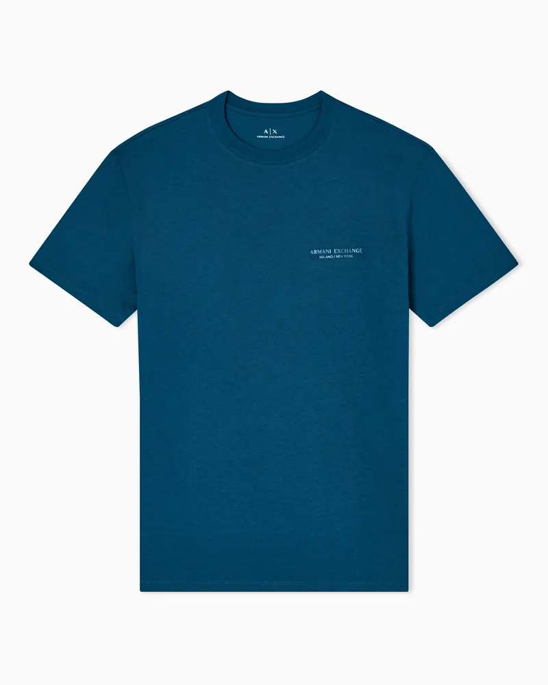 Armani Exchange T-Shirt mit normaler Passform und Logo Blau